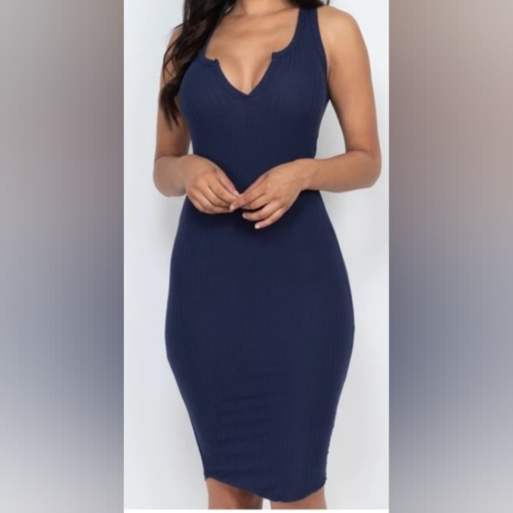 Capella Bodycon Ribbed Mid Dress NWT